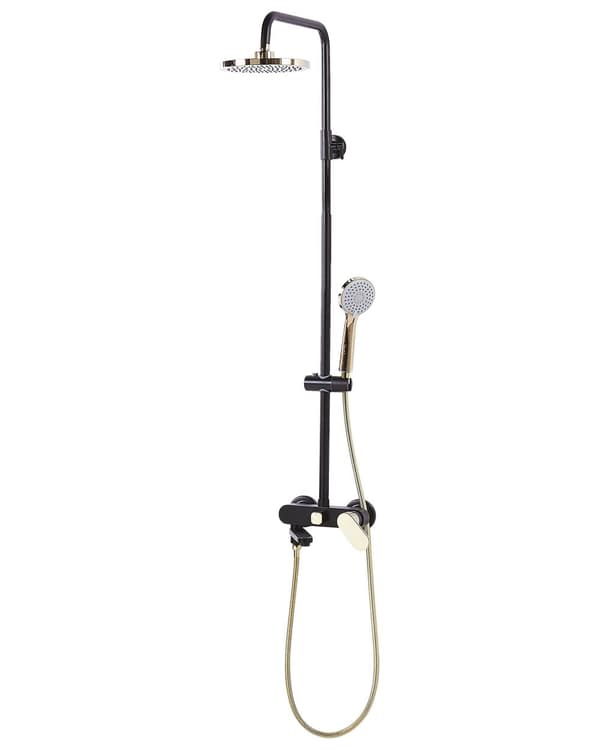 Brusesæt Sort og Guld Messing med Stål i Mat Blank 115 cm med Justerbar Højde Moderne Stil
