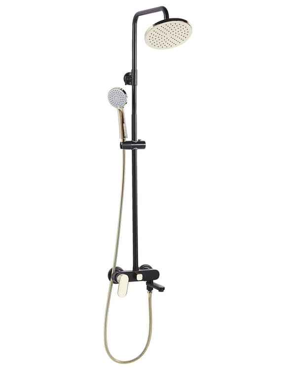 Brusesæt Sort og Guld Messing med Stål i Mat Blank 115 cm med Justerbar Højde Moderne Stil