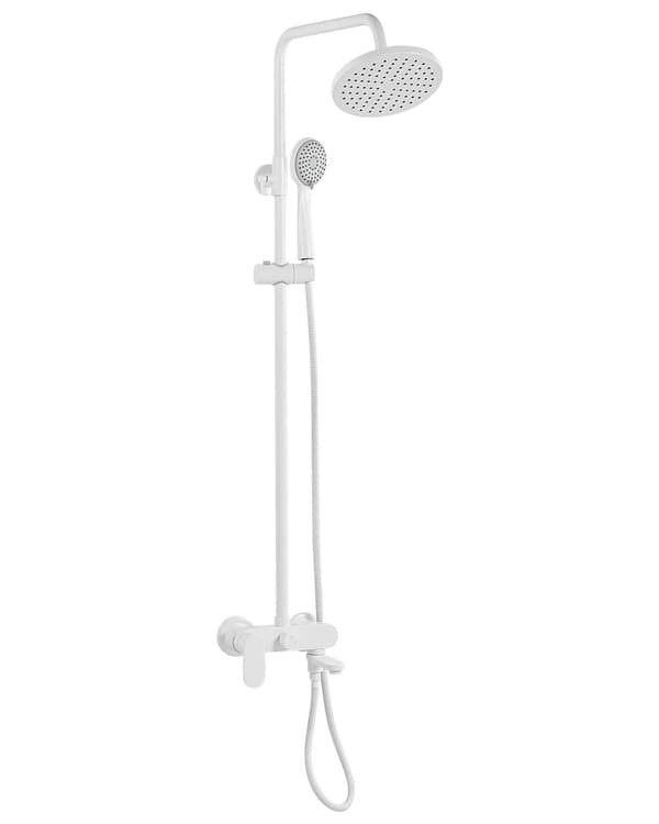 Brusesæt Hvid Messing med Stål i Mat Blank 115 cm med Justerbar højde Moderne Stil