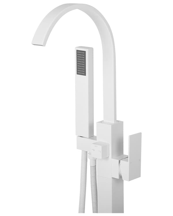Fritstående Armatur til Badekar Matt Hvid 108 cm Tilbehør med Håndbruser Moderne Design til Badeværelse med Fast Tude