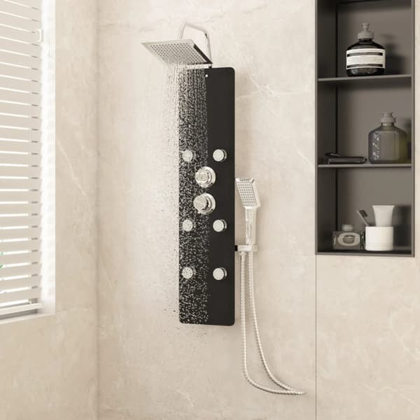 The Living Store brusepanel 25x47,5x130 cm glas sort -  Massagebrusere