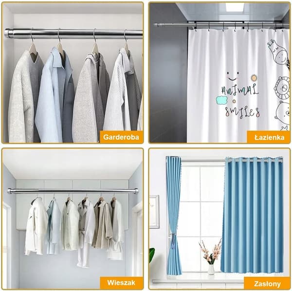 Teleskopisk duschdraperistång i metall 51-100 cm + gratis