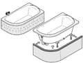 Miniatyrbillede 4 af 4: Styrofoam-beklædning til halvcirkelformede hjørnebadekar