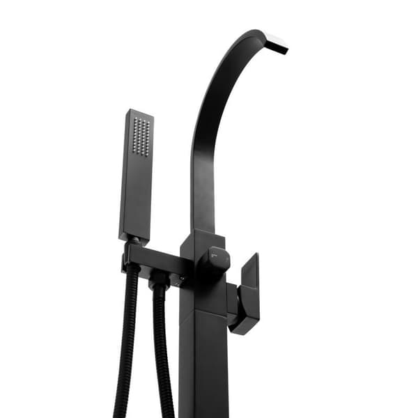 Fritstående badekarhane - med håndbruser - 122,5cm høj - sort