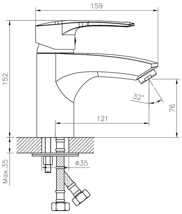 Washbasin faucet with hygienic shower DECOROOM DR70015