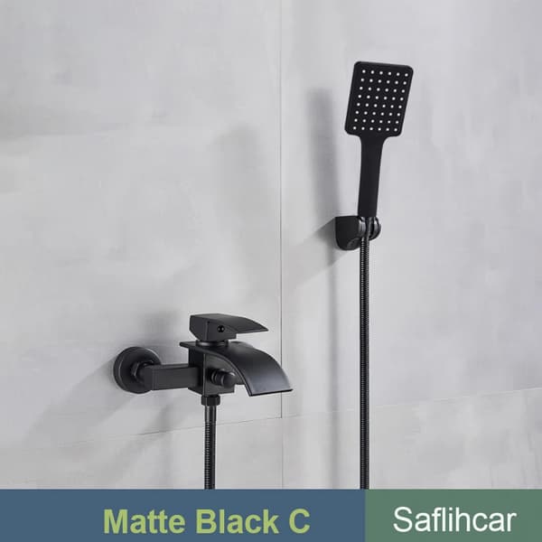 Badekararmatur, Moderne Design, Holdbar Messingkonstruktion,Matte Sort C