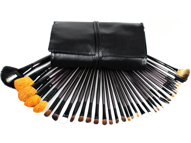 Makeup brush set 34 st olika make up penslar i mjuk skinn väska