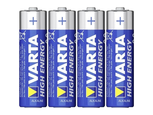 Varta High Energy AA, Kertakäyttöinen akku, AA, Alkali, 1,5 V, 4 kpl, Sininen, Hopea