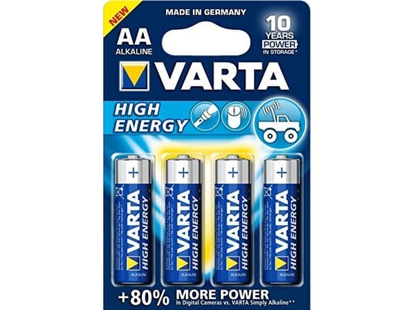 Varta High Energy AA, Kertakäyttöinen akku, AA, Alkali, 1,5 V, 4 kpl, Sininen, Hopea