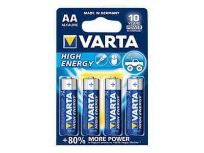 Varta High Energy AA, Kertakäyttöinen akku, AA, Alkali, 1,5 V, 4 kpl, Sininen, Hopea