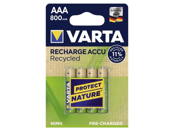 Varta Recharge Accu Recycled 56813 - Batteri 4 x AAA - NiMH - (ladbare) - 800 mAh