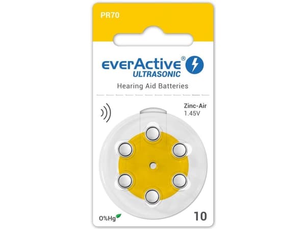 Kuulokojeen paristot 10 / PR70 everActive ULTRASONIC 10- 6 kpl