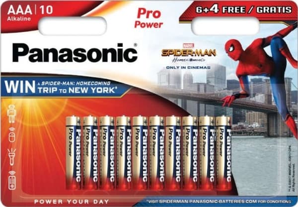 Panasonic Pro Power AAA 6+4, Kertakäyttöinen akku, AAA, Alkali, 1,5 V, 10 kpl, Musta, Kulta, Punainen