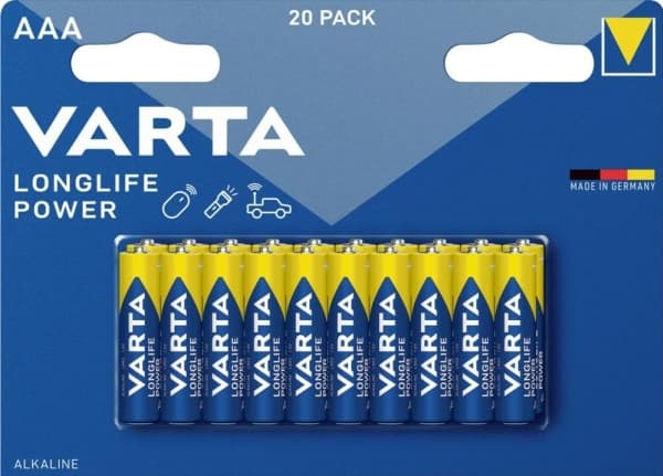 Varta 4903121420, Engangsbatteri, AAA, Alkalinsk, 1,5 V, 20 stykker, 44,5 mm