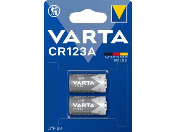 Varta -CR123A-2, Kertakäyttöinen akku, CR123A, Litium, 3 V, 2 kpl, 1500 mAh