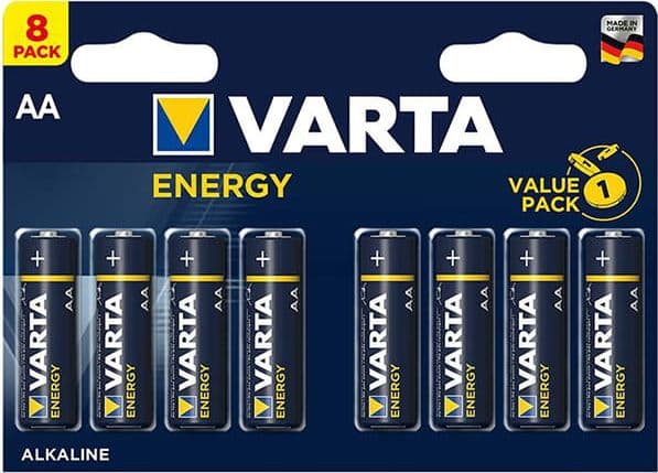 Varta BV-8 AA, Kertakäyttöinen akku, AA, Alkali, 8 kpl, Sininen, Keltainen, Lieriömäinen