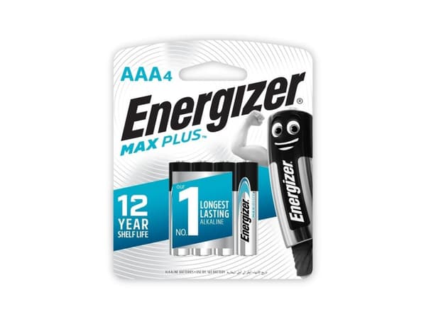 Batterier Energizer Alkaline Max Plus AAA, pakke a 4 stk.