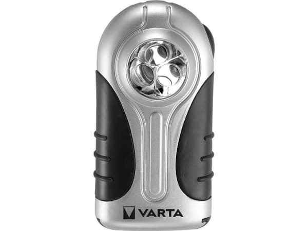 Varta 16647, Käsikokoinen taskulamppu, Musta, Hopea, Muovi, Kumi, LED, 3 lamppua, 28 lm