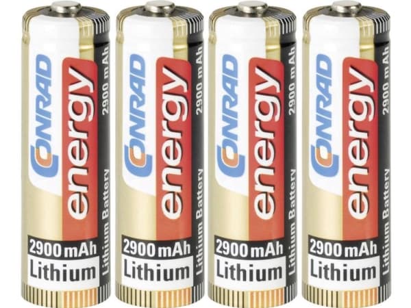 Conrad FR6, AA, Litium, 1,5 V, 4 stk, 2900 mAh, -20 - 60 °C