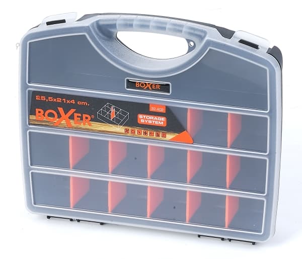 Boxer® sortimentsboks med 18 rum 25,5 x 21 x 4 cm.