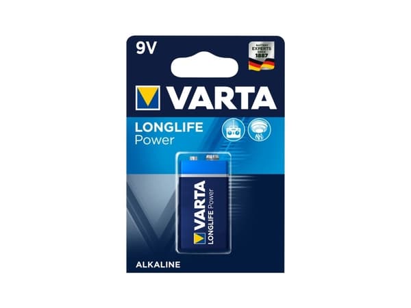 Varta Longlife Extra 9V, Kertakäyttöinen akku, 9V, Alkali, 9 V, 1 kpl, 48,5 mm