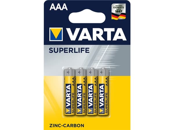 Varta Superlife - Batteri 4 x AAA - Karbonsink