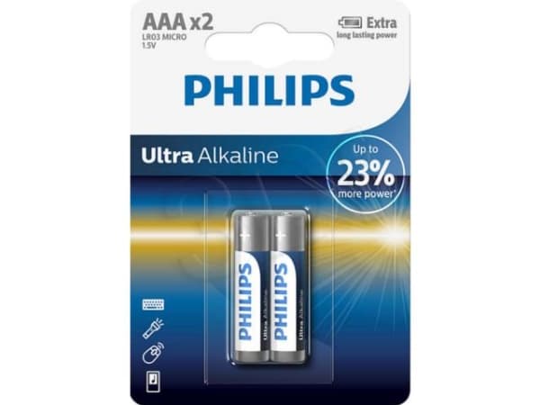 Philips Akku LR03E2B/10, Kertakäyttöinen akku, AA, Alkali, 1,5 V, 2 kpl, 7 vuosi/vuosia