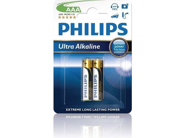Philips Akku LR03E2B/10, Kertakäyttöinen akku, AA, Alkali, 1,5 V, 2 kpl, 7 vuosi/vuosia