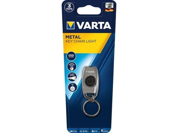 Varta L.E.D. METAL KEY CHAIN LIGHT - Schlüsselanhänger-Blinklicht - Chrom - LED - CR2016 (16603101401)