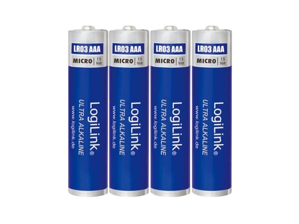 LogiLink LR03B4, Engangsbatteri, AAA, Alkalinsk, 1,5 V, 4 stykker, 650 mAh