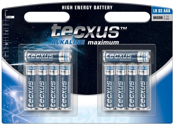 Tecxus LR03 10-BL, Kertakäyttöinen akku, AAA, Alkali, 1,5 V, 10 kpl, 1200 mAh