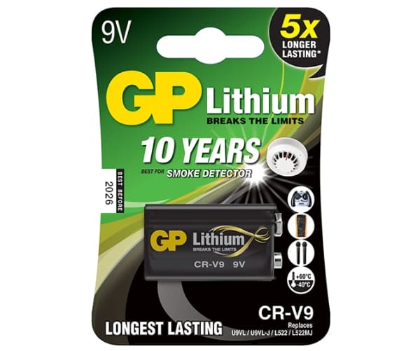 GP Batteries Lithium CR-V9, Kertakäyttöinen akku, 9V, Litium, 9 V, 1 kpl, Musta
