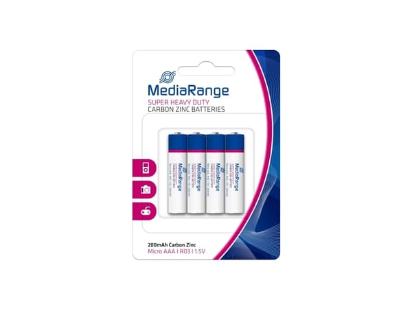 MediaRange - 4 x AAA / LR03-batterier - Kul-sink - 200 mAh