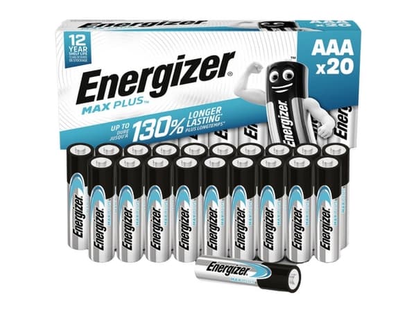 Batteri, Energizer Alkaline Max Plus, AAA, 1,5 V, 20 stk