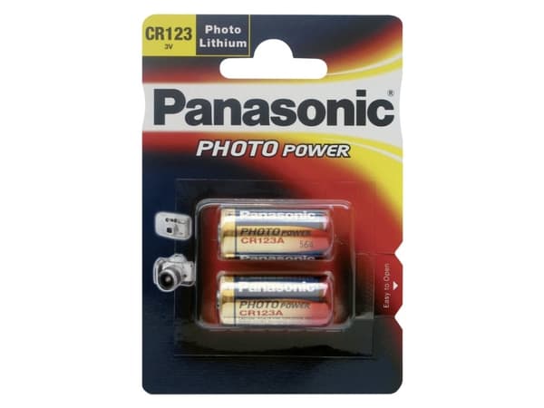 Panasonic CR 123, Engangsbatteri, Lithium, 3 V, 1400 mAh, 17 mm, 17 mm