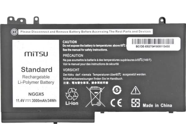 Mitsu Battery Mitsu Battery for Dell Latitude E5250, E5270 Notebook