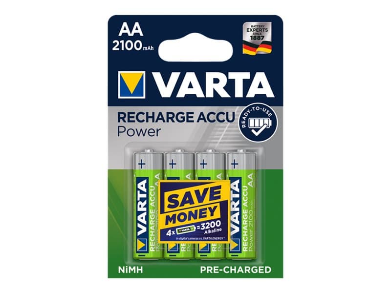 Varta -56706B, Ladattava akku, AA, Nikkelimetallihybridi (NiMH), 1,2 V, 4 kpl, 2100 mAh
