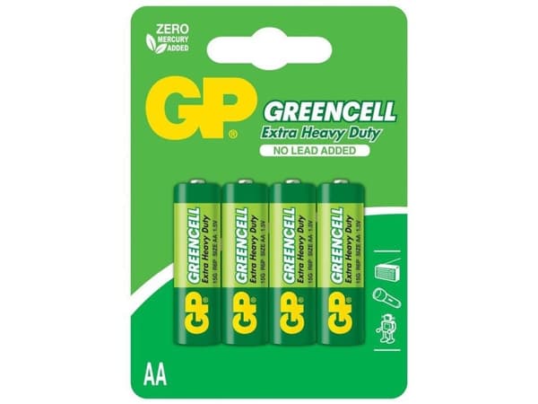 GP Batteries Greencell AA, Engangsbatteri, AA, Sinkklorid, 1,5 V, 4 stykker, Grønn