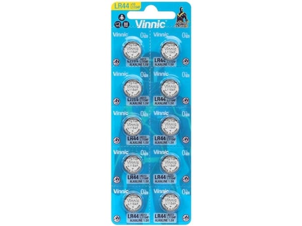Vinnic alkalisk specialbatteri G13 / AG13 / L1154 / LR44 / 157 / V13GA / RW82 / A76 Blister med 10 stk.
