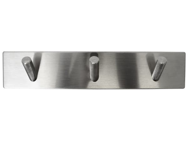 HOME It® selvklæbende knagerække med 3 kroge i rustfrit stål 20 x 4 cm børstet krom