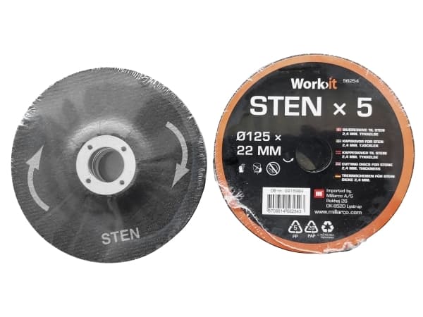 Work&gt;it® skiva för sten Ø125 x 22 mm 5-pack