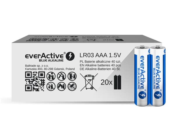 Alkalinės Baterijos - EverActive Mėlyna LR03 AAA 40 Vnt.