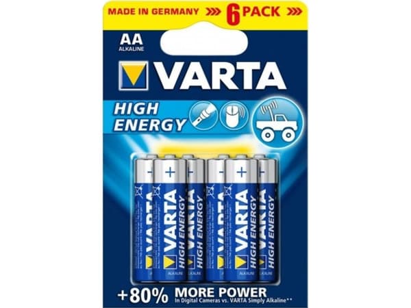 Varta Longlife Power, Engangsbatteri, AA, Alkalinsk, 1,5 V, 6 stykker, Marineblå, Blå
