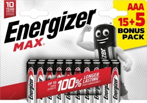 Energizer Max AAA / E92 Batterier (20 Stk. Blister) (15+5)