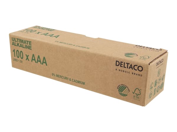 DELTACO Ultimate - Batteri - Svaneøkomerket 100 x AAA / LR03 - Alkalisk