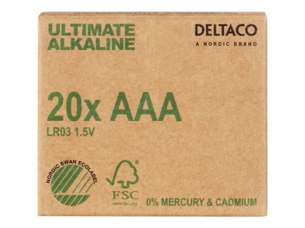 DELTACO Ultimate - Batteri - Svaneøkomerket 20 x AAA / LR03 - Alkalisk