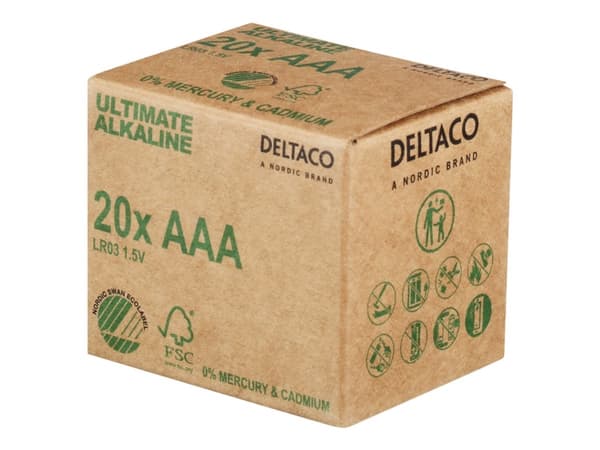 DELTACO Ultimate - Batteri - Svaneøkomerket 20 x AAA / LR03 - Alkalisk