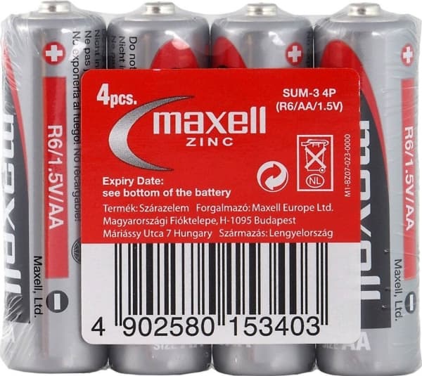 Maxell Super Ace, Engangsbatteri, Sink-Karbon, 1,5 V, 18 g, R6P