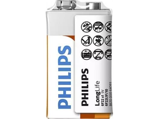 Philips LongLife Akku 6F22L1F/10, Ladattava akku, 9V, Sinkki, 9 V, 3 vuosi/vuosia, Monivärinen