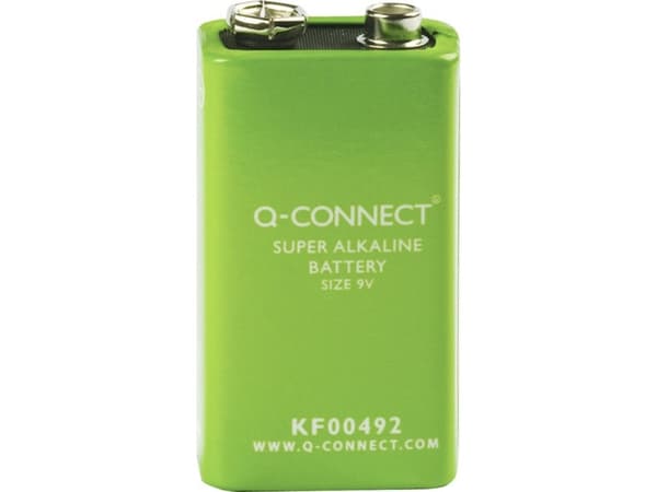 Q-CONNECT 9V, Engangsbatteri, 9V, Alkalinsk, 9 V, 1 stykker, Grønn